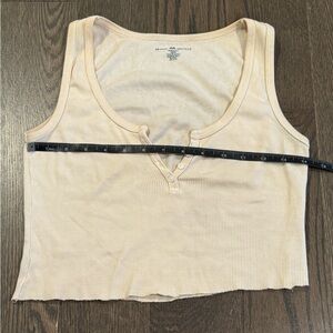 Brandy Melville Beige Cropped Ribbed Tank Top